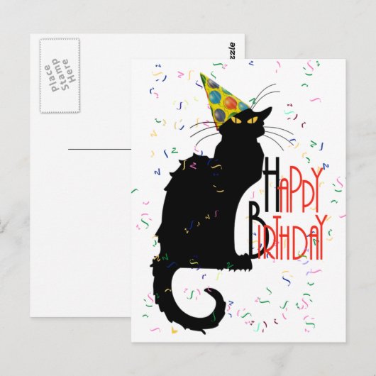 Le Chat Noir Gelukkige Verjaardag Briefkaart (Voorkant / Achterkant)