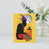 Le Chat Noir Halloween Heks Briefkaart (Staand voorkant)