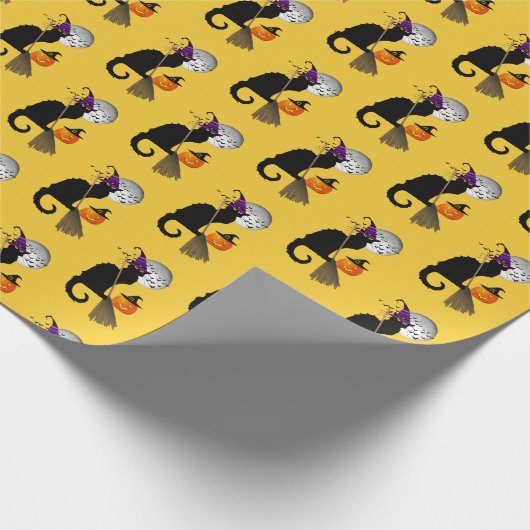 Le Chat Noir Halloween Heks Cadeaupapier (Hoek)