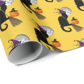 Le Chat Noir Halloween Heks Cadeaupapier (Rol Hoek)