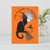 Le Chat Noir Halloween Heks Kaart (Staand voorkant)