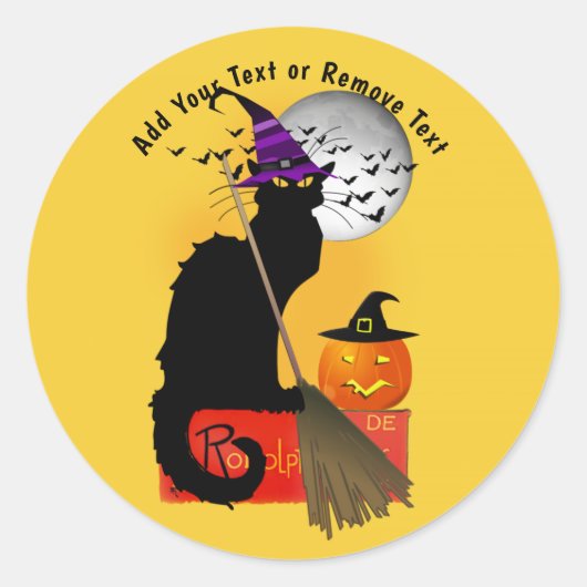 Le Chat Noir Halloween Heks Ronde Sticker (Voorkant)