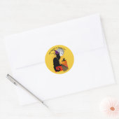 Le Chat Noir Halloween Heks Ronde Sticker (Envelop)