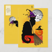 Le Chat Noir - Halloween Witch Cat Briefkaart (Voorkant / Achterkant)