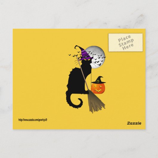 Le Chat Noir - Halloween Witch Cat Briefkaart (Achterkant)
