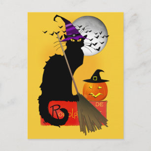 Le Chat Noir - Halloween Witch Cat Briefkaart