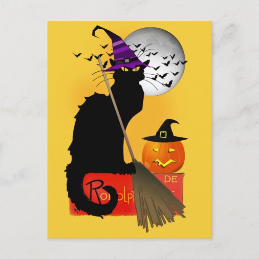 Le Chat Noir - Halloween Witch Cat Briefkaart (Voorkant)