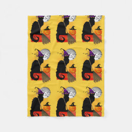 Le Chat Noir - Halloween Witch Cat Fleece Deken