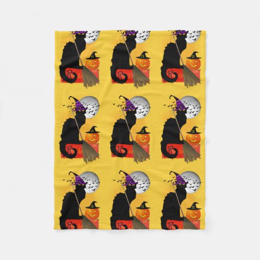 Le Chat Noir - Halloween Witch Cat Fleece Deken (Voorkant)