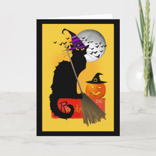 Le Chat Noir - Halloween Witch Cat Kaart