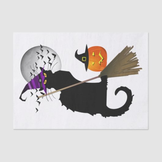 Le Chat Noir - Halloween Witch Cat Tissuepapier (Voorkant)
