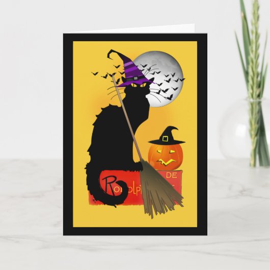 Le Chat Noir Halloween Witch Kaart (Voorkant)