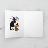 Le Chat Noir Halloween Witch Kaart (Binnen)