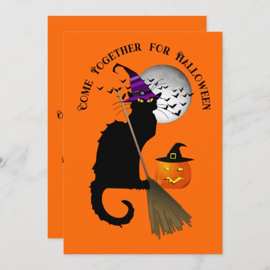 Le Chat Noir Halloween Witch Kaart (Voorkant / Achterkant)