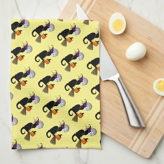 Le Chat Noir Halloween Witch Theedoek (Quarter Fold)