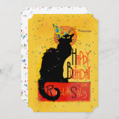 Le Chat Noir - Happy Birthday Greetings Kaart (Voorkant / Achterkant)