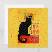 Le Chat Noir - Happy Birthday Greetings Kaart (Voorkant / Achterkant)