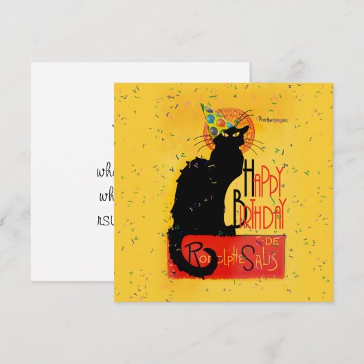 Le Chat Noir - Happy Birthday Greetings Kaart (Voorkant / Achterkant)