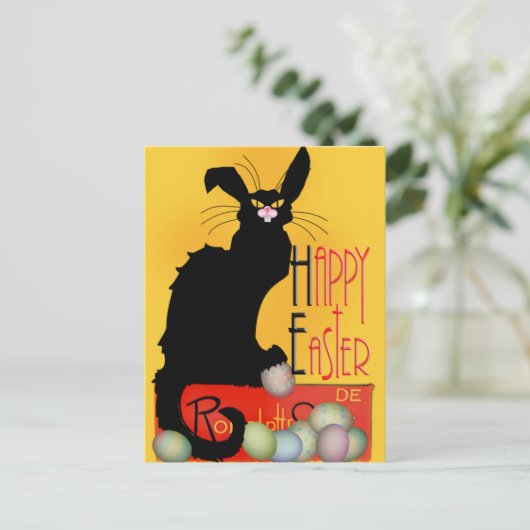 Le Chat Noir - Happy Easter Feestdagenkaart (Staand voorkant)