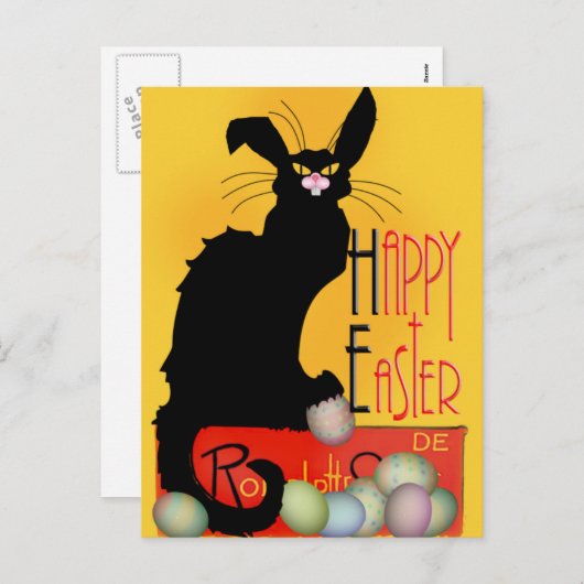 Le Chat Noir - Happy Easter Feestdagenkaart (Voorkant / Achterkant)