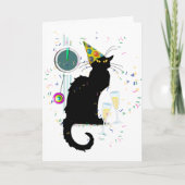 Le Chat Noir Happy New Year Party Feestdagen Kaart (Voorkant)