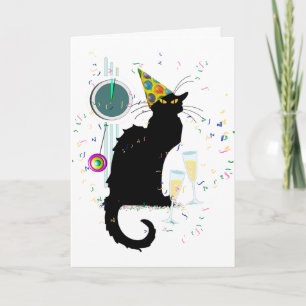 Le Chat Noir Happy New Year Party Feestdagen Kaart