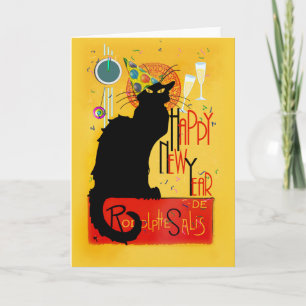 Le Chat Noir Happy New Year Party Feestdagen Kaart