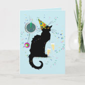 Le Chat Noir Happy New Year Party Feestdagen Kaart (Voorkant)