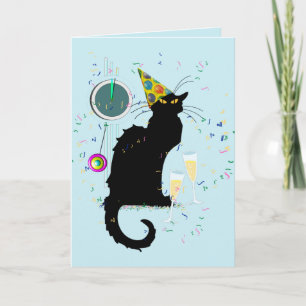 Le Chat Noir Happy New Year Party Feestdagen Kaart