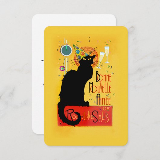 Le Chat Noir Happy New Year Party Kaart (Voorkant / Achterkant)