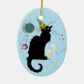 Le Chat Noir Happy New Year Party Keramisch Ornament (Voorkant)