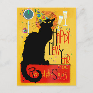 Le Chat Noir Happy Nieuwjaar Feestdagenkaart