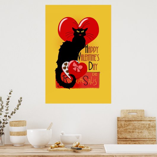 Le Chat Noir - Happy Valentine's Day Poster (Keuken)