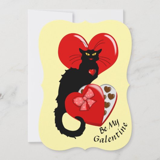 Le Chat Noir Hart Snoep Valentijnsdag Kaart (Voorkant)