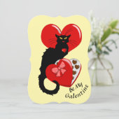 Le Chat Noir Hart Snoep Valentijnsdag Kaart (Staand voorkant)