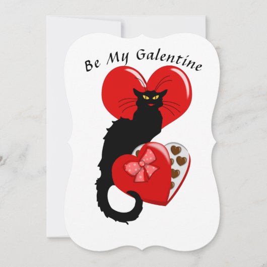 Le Chat Noir Hart Snoep Valentijnsdag Kaart (Voorkant)