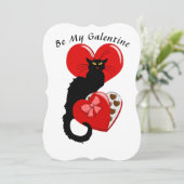 Le Chat Noir Hart Snoep Valentijnsdag Kaart (Staand voorkant)
