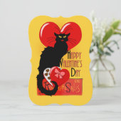 Le Chat Noir Hart Snoepjes Valentijnsdag Kaart (Staand voorkant)