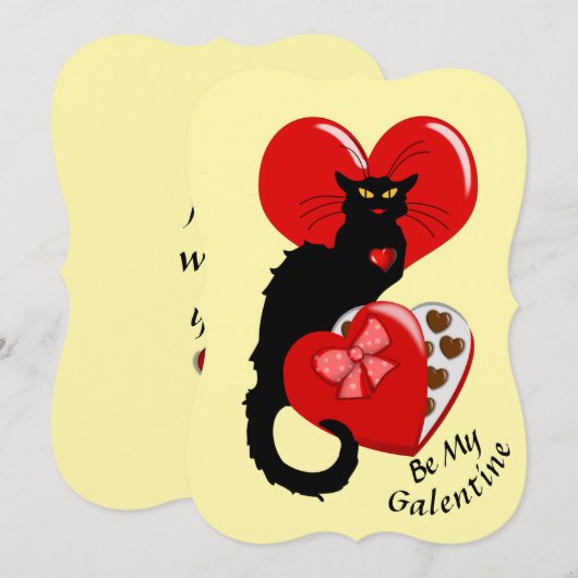 Le Chat Noir Heart Candy Valentine's Day  Kaart (Voorkant / Achterkant)