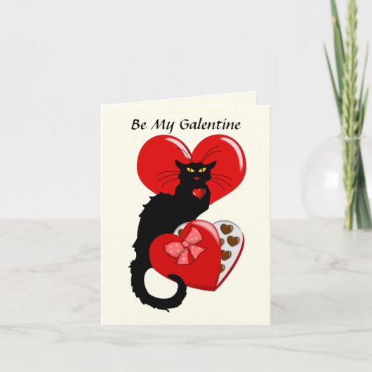 Le Chat Noir Heart Candy Valentine's Day  Kaart (Voorkant)