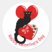 Le Chat Noir Heart Candy Valentine's Day Ronde Sticker (Voorkant)