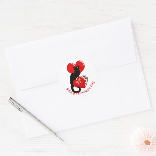 Le Chat Noir Heart Candy Valentine's Day Ronde Sticker (Envelop)