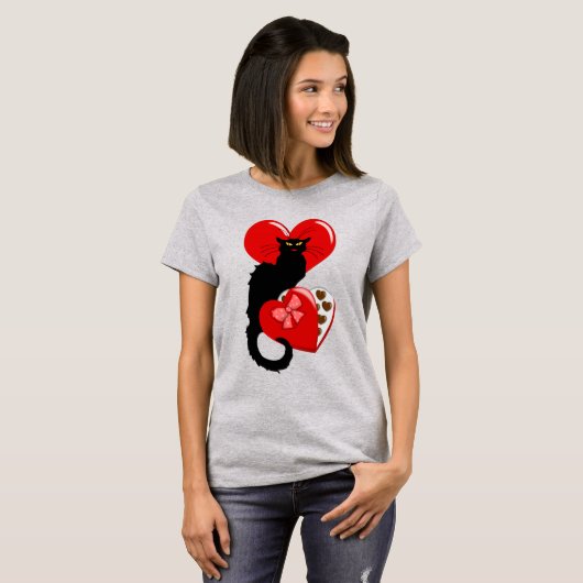Le Chat Noir Heart Candy Valentine's Day  T-shirt (Voorkant volledig)