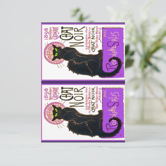 Le Chat Noir in het Paarse, Cat Art, Art Parodie, Bedankkaart (Staand voorkant)