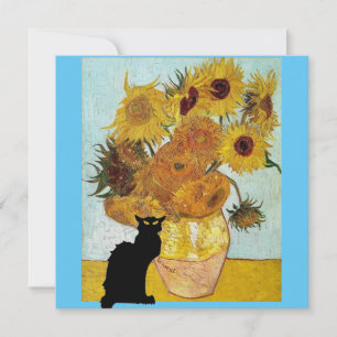 Le Chat Noir in Van Goghs Zonnebloemen Kaart