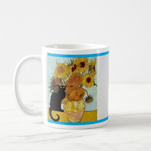 Le Chat Noir in Van Goghs Zonnebloemen Koffiemok (Links)