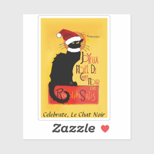 Le Chat Noir Joyeux Noël Kerstmis Sticker (Vel)
