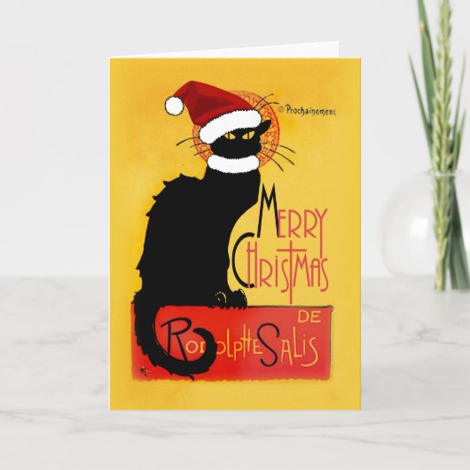 Le Chat Noir Kerstman Hoed Kerstmis Feestdagen Kaart (Voorkant)