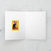 Le Chat Noir Kerstman Hoed Kerstmis Feestdagen Kaart (Binnen)