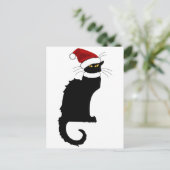Le Chat Noir Kerstman Hoed Kerstmis Feestdagenkaart (Staand voorkant)